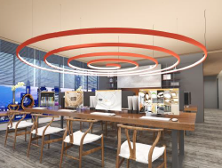 Agencement bureaux — espace collaboratif et éclairage design