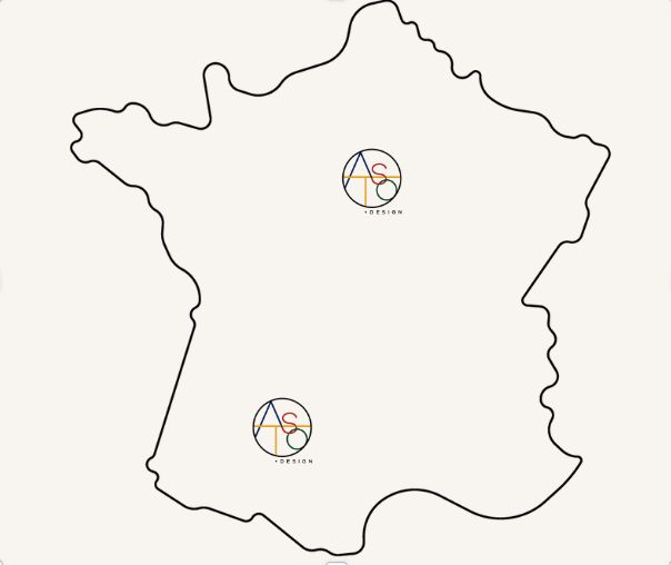 Carte de France — agences ATSO Design Toulouse et Ile-de-France