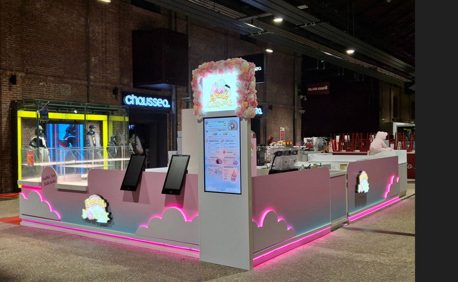Agencement kiosque Dreams Donuts Le Havre — galerie marchande